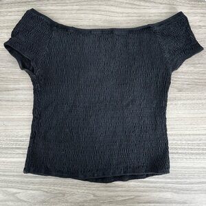 Black Brandy Melville Rouched Crop Tee